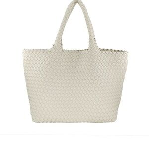 Elegant Cream Woven Tote Bag Vegan